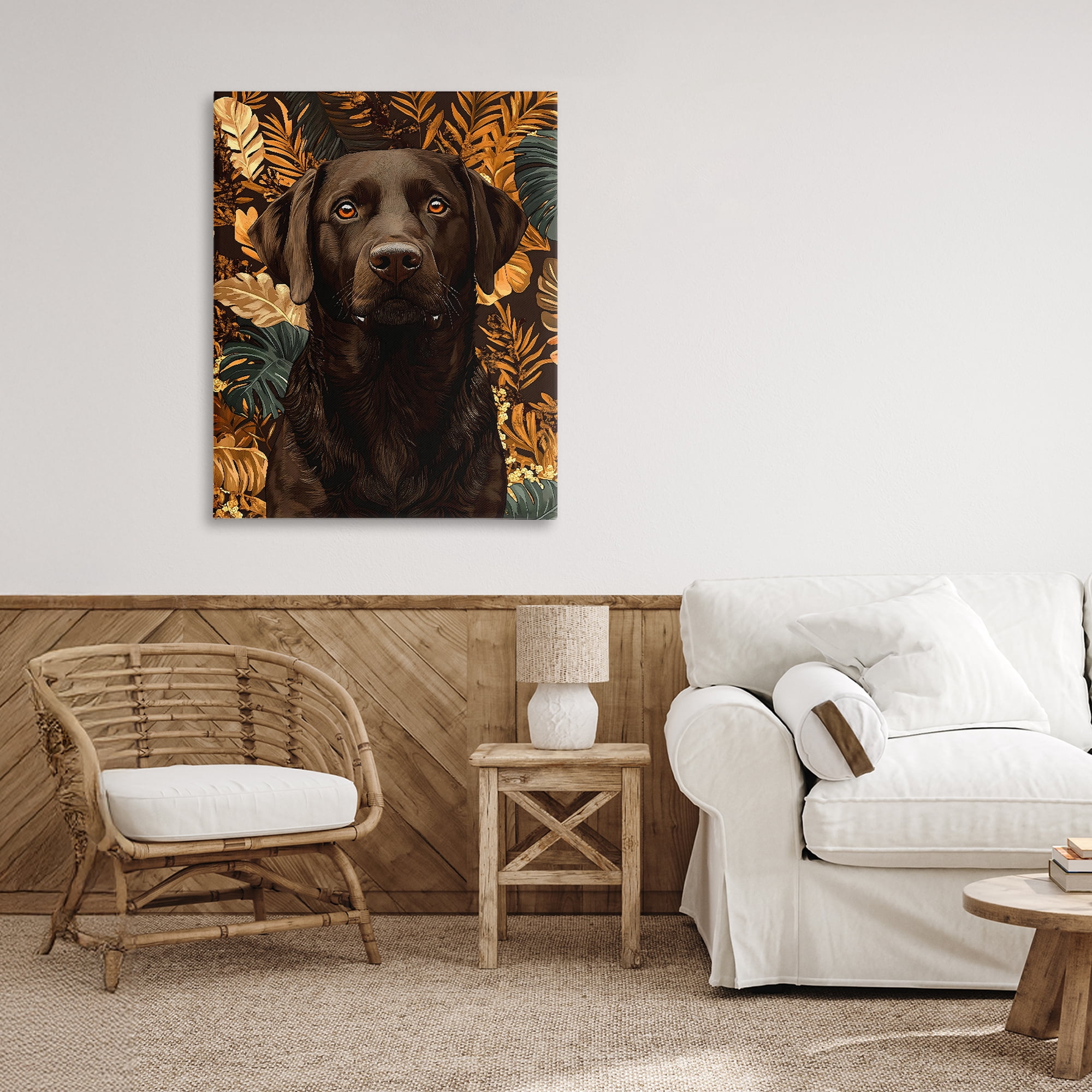 Stupell Industries Labrador with Golden Leaves Canvas Wall Art, design by Creative Studio
