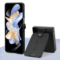 for Samsung Galaxy Z Flip 5 Frosted Case with Hinge Protection & Card Holder Kickstand, Wallet Case & Small Screen Protector Drop Protection Phone Case Cover for Samsung Galaxy Z Flip 5 - Black