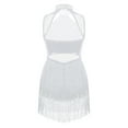 thumbnail image 3 of Alvivi Kids Girls Sequin High Neck Tassel Leotard Latin Jazz Salsa Skating Dress 6-16 White 12, 3 of 6