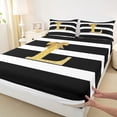 thumbnail image 4 of Erosebridal Cartoon Initial L Bed Sheets for Girl, Stripes Lines King Sheets, 4pcs, 4 of 5