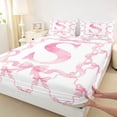 thumbnail image 4 of Erosebridal Dreamy Princess Bowknot Kids Bed Sheets,Pink Letter S Print King Sheets For Kids 4-Piece, 4 of 6