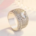 thumbnail image 3 of Anillo de lujo con diamantes en racimo para hombre Anillo de plata de lujo europeo y americano, anillo de platino blanco para hombre, tamaño ajustable, 3 of 6