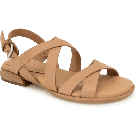 Gentle Souls by Kenneth Cole LUGGAGE LEATHER Women's Helen Flat Sandal, US 8