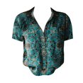 thumbnail image 4 of Bovemsi Women Cotton Shirt Printed Fashion Down Shirts Casual Tops Short Sleeve Blouse, Green Women's Summer Shirts, M, 4 of 4