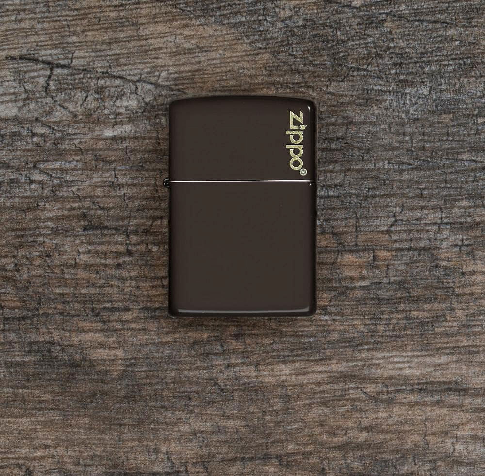 Zippo Lighter - Personalized Custom Message Engrave Classic with Logo Brown Windproof Zippo Lighter #49180ZL