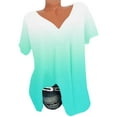 thumbnail image 2 of Itsame Short Sleeved Undershirt Tops for Womens Shirt T-Shirt Comfortable Printed Relaxed V-neck Blouses Green Size S, 2 of 5