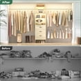 thumbnail image 6 of Aheaplus Twin Pack: 2x 96" Adjustable Closet Organizers with 6 Hanging Rods & 6 Wooden Drawers | Wall-Mounted System for Dual Spaces (5-8FT Each),White Oak, 6 of 6