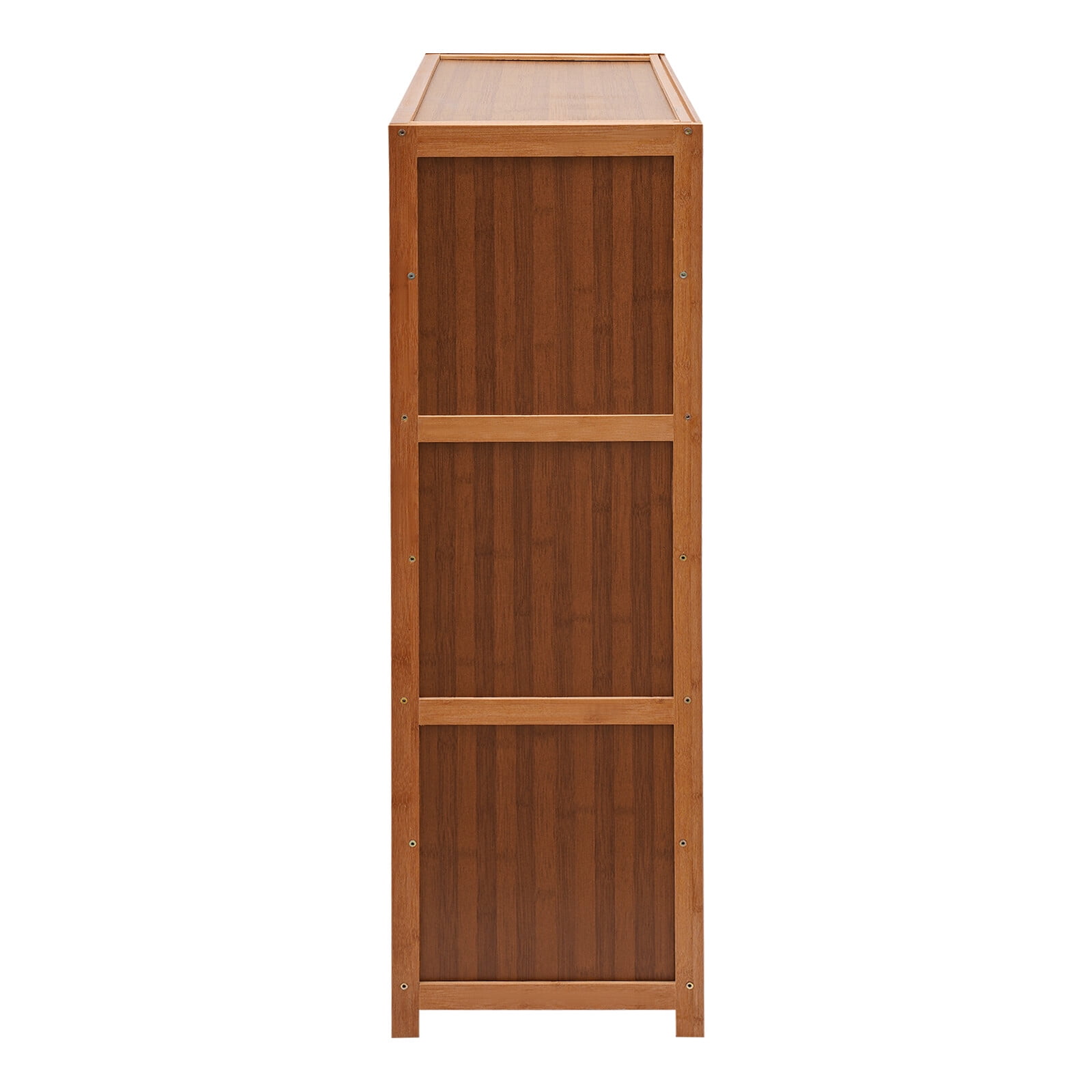 Miumaeov 25.56'' Shoe Cabinet Bamboo Shoe Rack Storage Shelf Living Room Entryway Shoes Organizer w/ 3 Flip-up Door