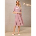 thumbnail image 2 of DARING DIVA Women's Short Sleeve Pleated Casual A-Line Midi Dress M Pink, 2 of 7