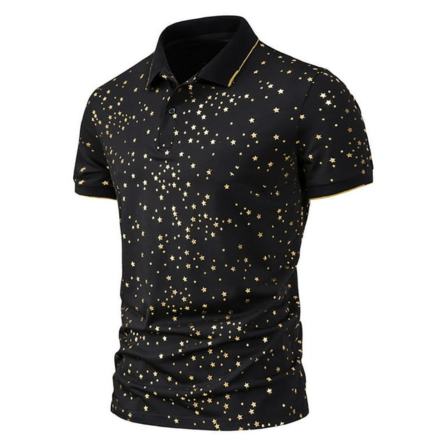 Polos pour Hommes Prix Réduit! Aqestyerly Chemise à Manches Courtes Col Rabattu Imprimé Boutons