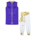 thumbnail image 3 of iiniim Kids Boys Halloween Arabian Prince Role Play Costume Dress Up Gold Trim Vest and Pants Set Purple 10, 3 of 7