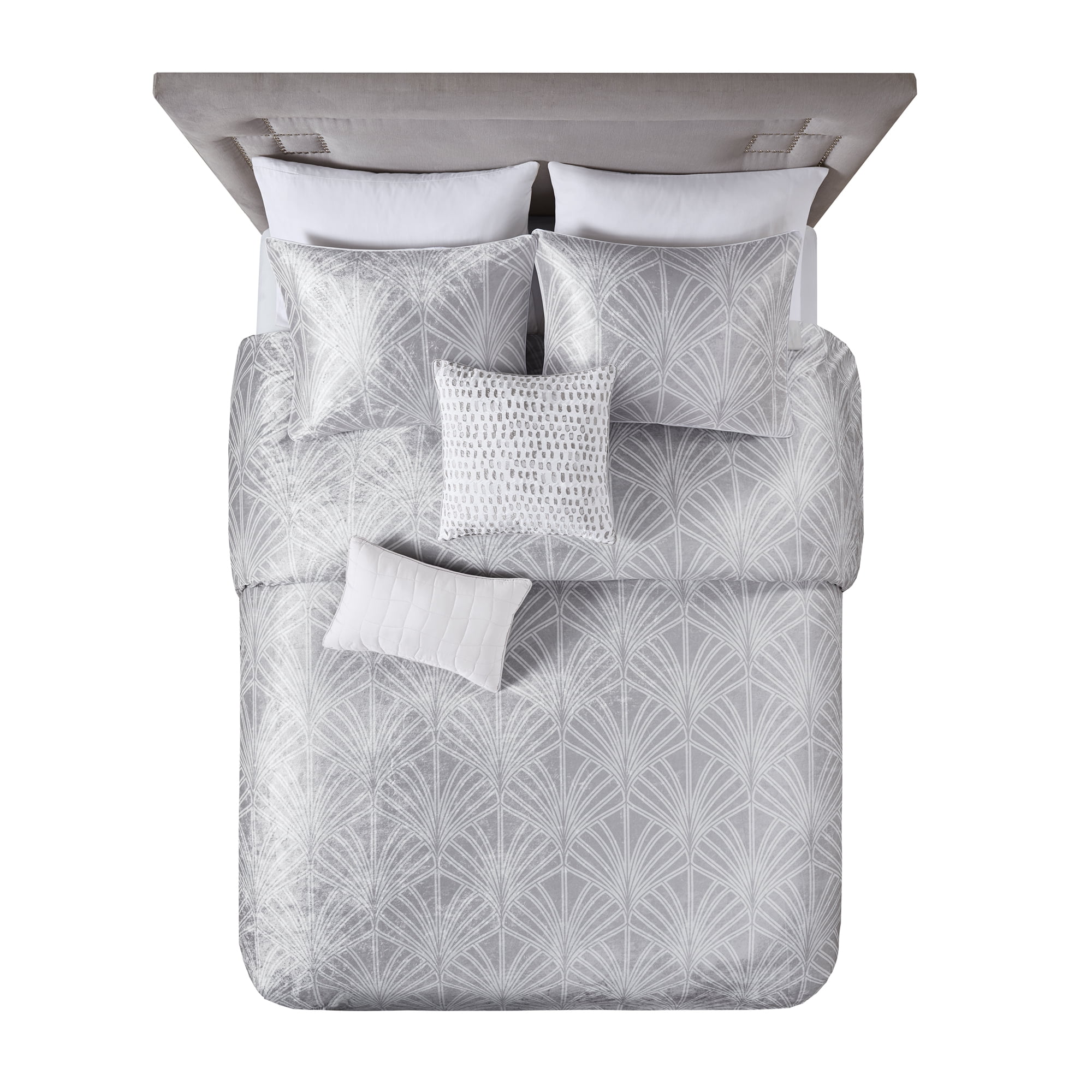 Beautyrest 5 Piece Kiona Bedding Comforter Set, Modern Full/Queen, Grey