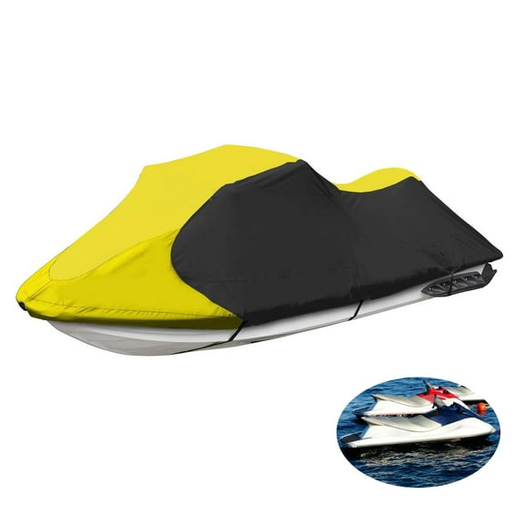 munirater Watercraft Jet Ski Cover Heavy Duty Yellow / Black Replacement for Watercraft Jetski 116 Inch - 125 Inch (2 - 3 Seater)