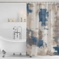 thumbnail image 4 of Brown Blue Waterproof Fabric Shower Curtain, Vintage Abstract Art Modern Waterproof Fabric Shower Curtain for Bathroom Curtains Bathtubs Hotel Washable Shower Curtains with 12 Hooks Stall 48x72in, 4 of 8