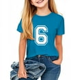 thumbnail image 5 of SGFCWSX Girls Short Sleeve T-Shirt, Kids Graphic Summer Breathable Top, Casual Everyday Tees Blue Size 7-8 Years, 5 of 6