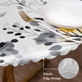 thumbnail image 4 of Vintage Yellow Round Fitted Table Cover Gray Wildflowers Leaves Abstract Botanical Waterproof Table Cloth with Elastic Edge Wipeable Tablecloth for Picnic Camping Party Fits 36"-44" Diameter, 4 of 8