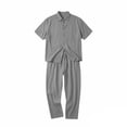 thumbnail image 3 of StSilkitty Men's 2 Piece Outfits Solid Color Short Sleeve Button down Collared Shirts and Elastic Waist Pants Set Cotton Linen Casual Sets, 3 of 5