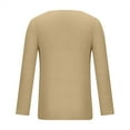 thumbnail image 3 of COSFO V-Neck Men Shirt Casual Brown Long Sleeve Pullover Solid Oversized Tshirts for Men, 3 of 4