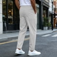 thumbnail image 3 of fatyb Mens Casual Pants Elastic Waist Drawstring Travel Pants Solid Color Lightweight Work Pants with Pockets, 3 of 7