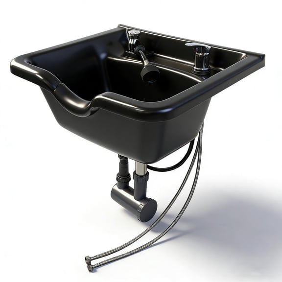 RJFKSNC  ABS Plastic Wall-Mounted Shampoo Sink, Professional Salon Hair Washing Basin with Vacuum Breaker, Sprayer & Drain, Backwash Station for Barbershop and Home