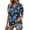 Blue, variant on Nlife Women Hawaiian Shirt Puff Sleeve Top Floral Bow Tie Front V Neck Dressy Summer T-shirt