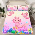 thumbnail image 2 of jejeloiu Kawaii Axolotl Twin Sheet Sets,Magical Animal Twin Fitted Sheet,Multicolot Sealife Fish Flat Sheet,Lightweight Room Decor,3pcs, 2 of 7