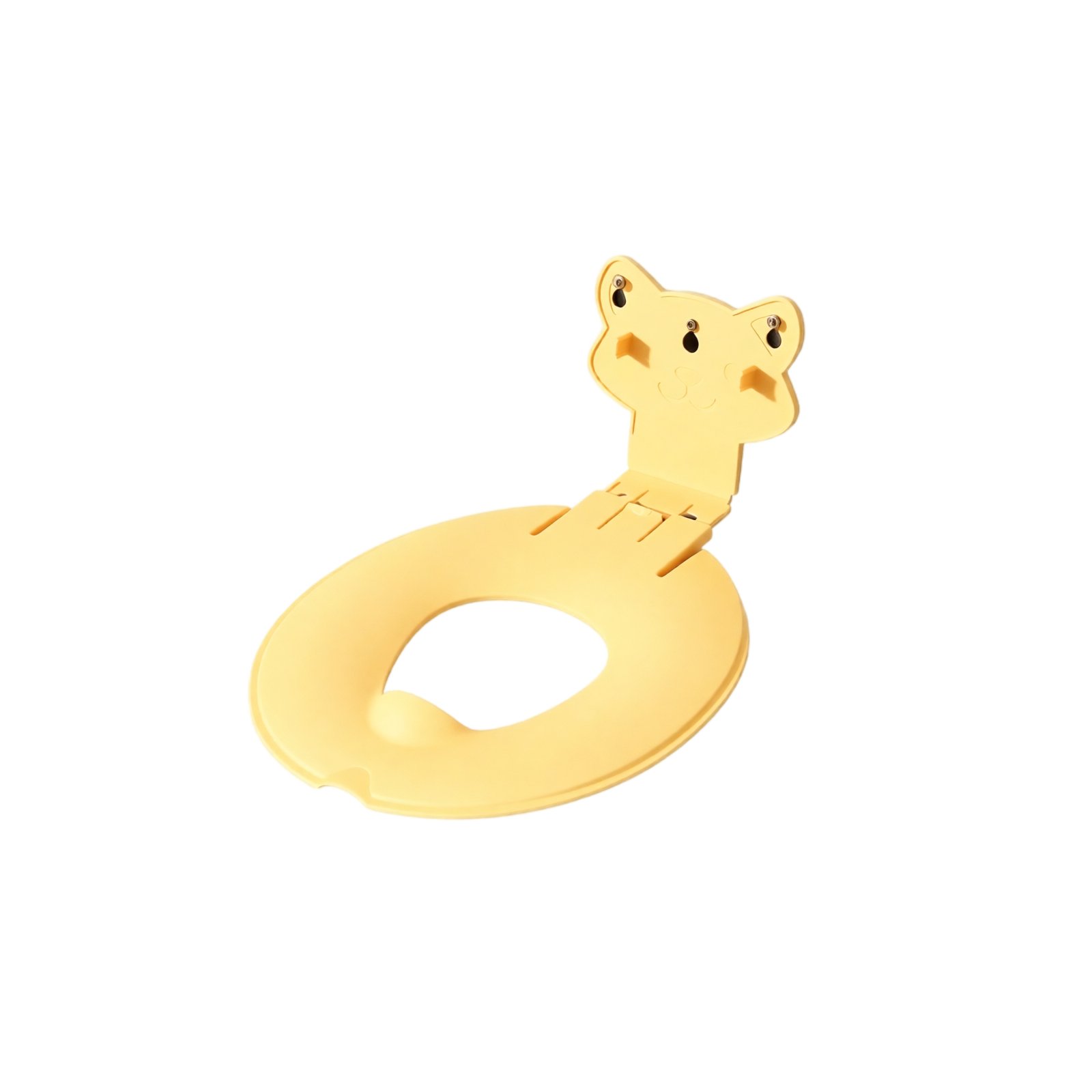 Foldable Toilet Seat with Cute Animal Backrest, 1-Pack, Yellow, for Potty Training, Bathroom Accessory