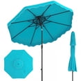 thumbnail image 1 of Gymax 9 FT Patio Umbrella w/Push Button Tilt & Crank 2-Tier Vented Top 8 Metal Ribs Turquoise, 1 of 10