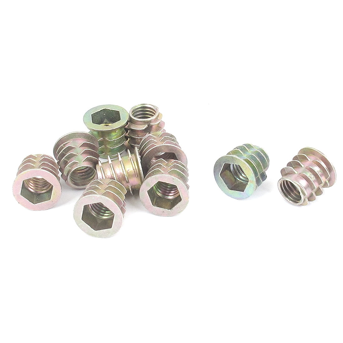 10 Pcs M10x15mm Zinc Plated Hex Socket Screw in Thread Insert Nut for