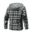 thumbnail image 4 of Men Warm Jacket Fleece Lining Lumberjack Plaid Hooded Jackets Snap Button, 4 of 10