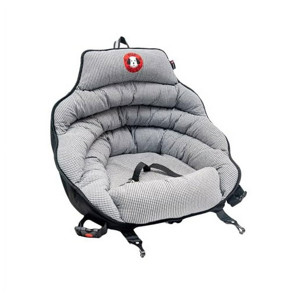 PupSaver Dog Car Seats for Small and Medium Dogs Travel Booster Pet Seat Crash-Tested Dog Bed for Cars Compatible with Seat Belt Harness Ideal for Dogs Up to 30lbs (Black White Houndstoo