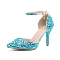 thumbnail image 5 of XIHAHA-Sandalias de tacón alto para mujer, zapatos de fiesta de Color, diseño Floral, con diamantes completos, 5 of 5