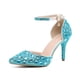 thumbnail image 5 of XIHAHA-Sandalias de tacón alto para mujer, zapatos de fiesta de Color, diseño Floral, con diamantes completos, 5 of 5