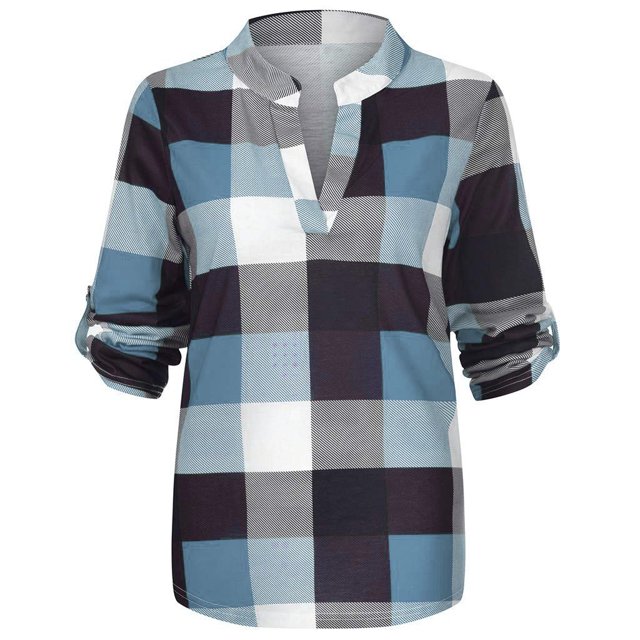 Fridja Chemise Décontractée en Coton à Manches Longues à Carreaux pour Femmes, Veste Slim pour Femmes