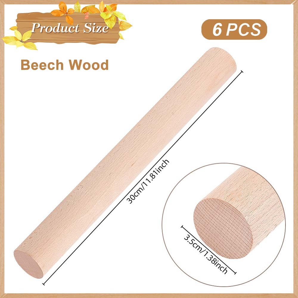 Wood Sticks Round Dowel Rod Column Floral White 300x35mm