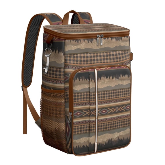 Boho Bohemian Vintage Ethnic Insulated Cooler Backpack - 20L Soft Cooler Bag, Retro Tribal
