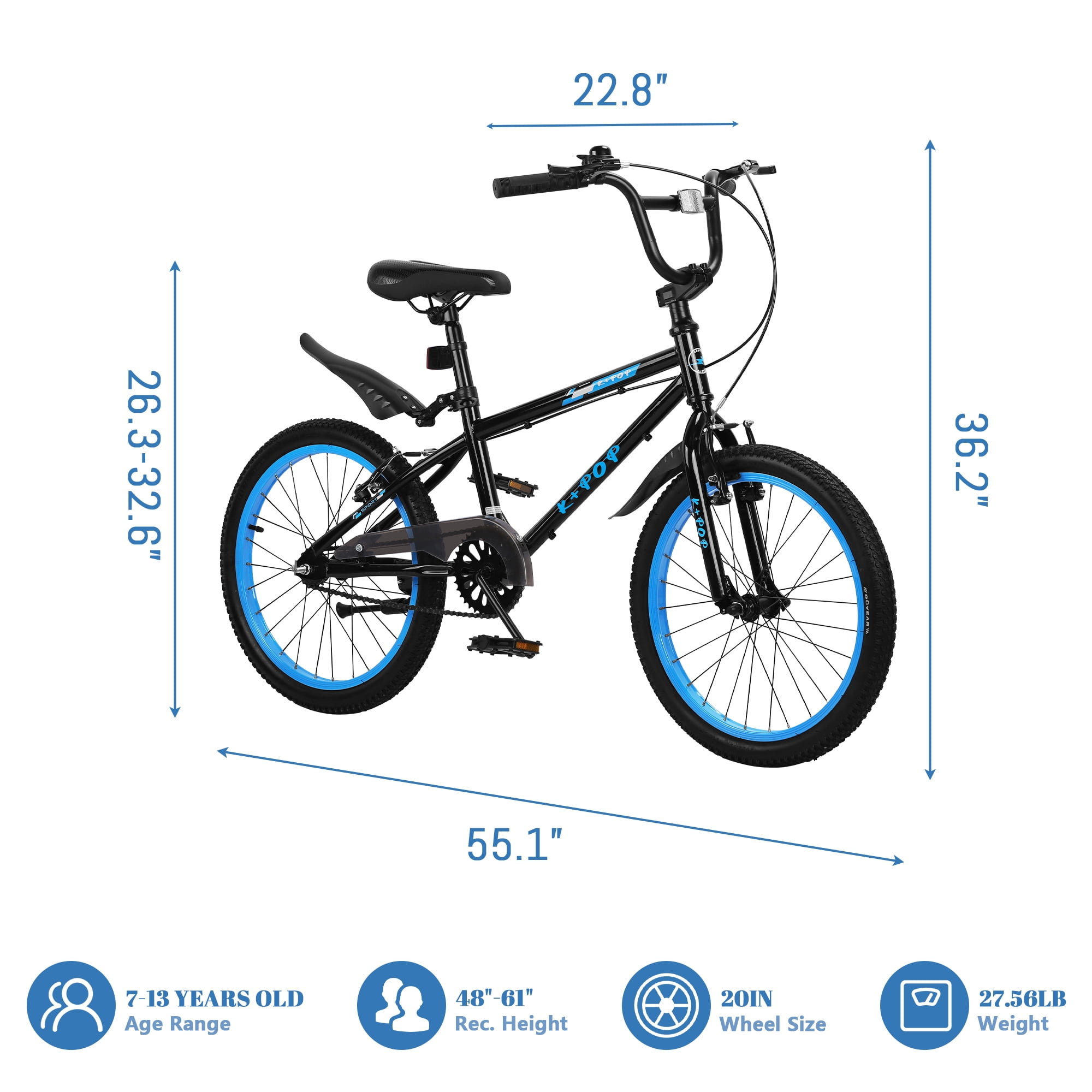 Bstjewey, Kids BMX Bike, Adjustable Seat, Dual Brakes - Walmart.com