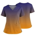thumbnail image 2 of Gradient Color Scrub Tops Women V Neck Short Sleeve Stretch Nurse Uniform with 2 Pockets Functional Workwear, #01 Orange, 5XL, 2 of 6