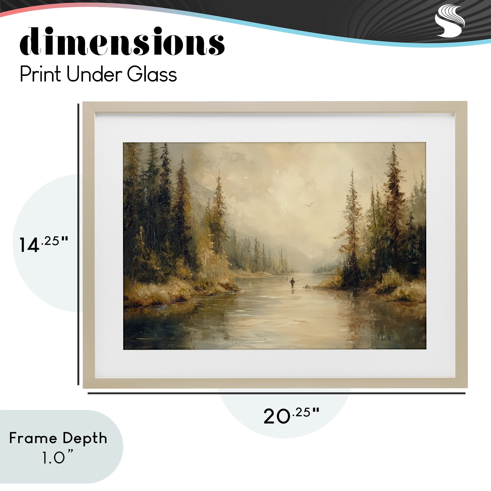 Stupell Industries Fly Fisher at Misty River Birch Framed Print Under Glass, design by Petal Prints Design