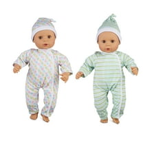 Melissa & Doug Mine to Love Twins Sebastian & Sofia 15” Medium Skin-Tone Boy and Girl Baby Dolls with Rompers, Caps, Pacifiers