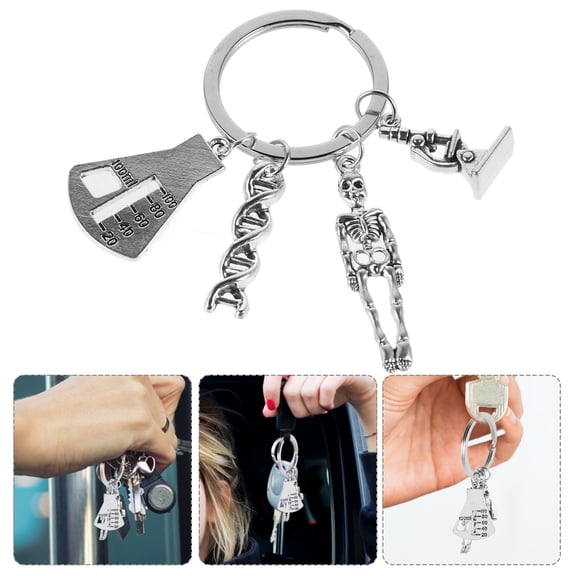 Raindrops  Microscope DNA Key Chain Science Biology Student Present Keychain Silver