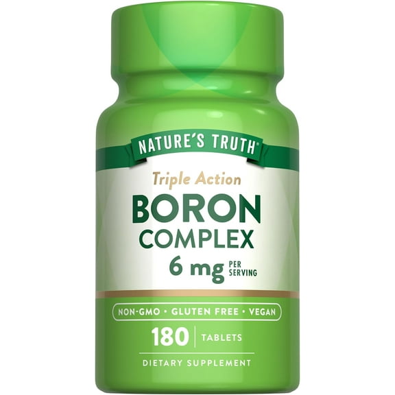 Triple Action Boron Complex | 6mg | 180 Count | Vegan, Non-GMO & Gluten Free Mineral Support | by Nature's Truth