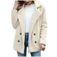 thumbnail image 2 of Women Winter Warm Jacket Solid Turncoat Down Collar Lambswool Outerwear, 2 of 9