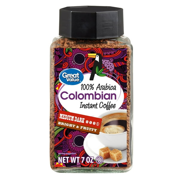 Great Value 100 Arabica Colombian MediumDark Roast Instant Coffee, 7