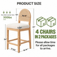 thumbnail image 2 of MOONMISS 26" Rattan Bar Stools Set of 4, Farmhouse Chenille Upholstered Counter Height Stools with Cane Woven Back for Kitchen Island, Natural Wood, 2 of 6