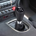 thumbnail image 3 of FlyFlise Car Manual Gear Shift Knob Shifter Black Leather Red Stitch 5 Speed, 3 of 8