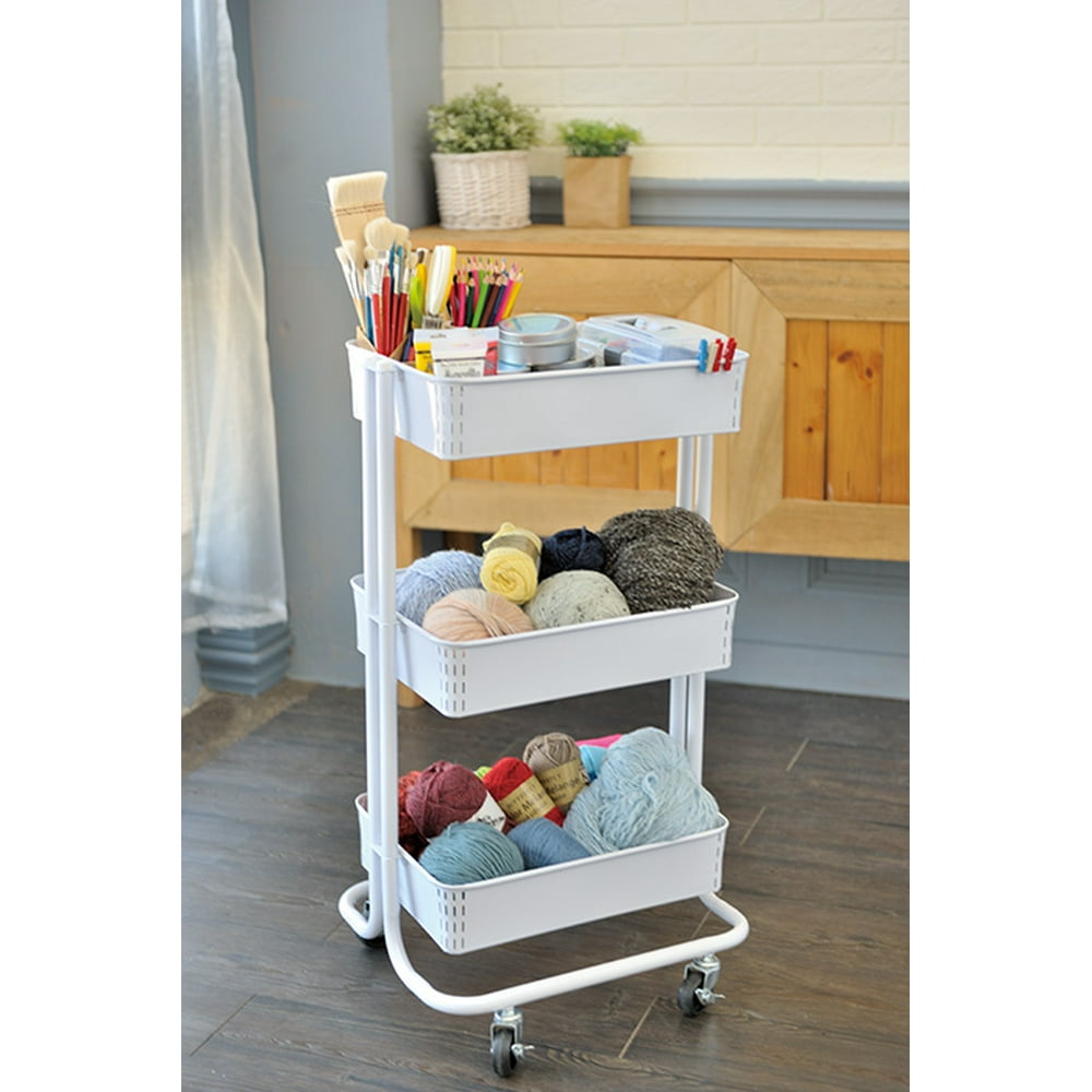 3Tier Metal Craft Storage Cart White