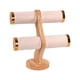 thumbnail image 1 of Organizador de joyas con base de madera y soporte para pulseras y relojes de 2 niveles Beige, 1 of 9