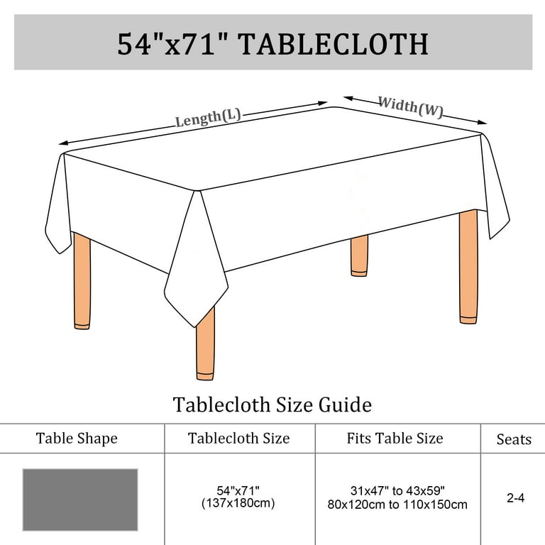 Rectangle 2024 tablecloth sizes
