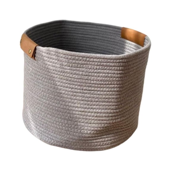 Cotton Rope Storage Basket Woven Decor Blanket Hamper with Handles Great for Living Room/Nursery/Laundry/Toys/Pillows/Throw/Towels/Gift - Grey L